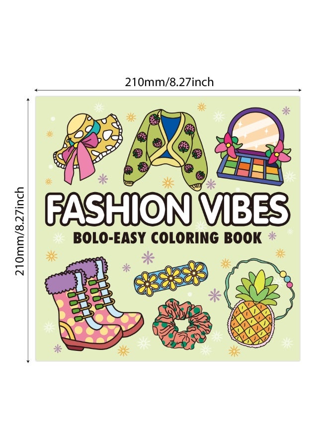 FASHION VIBES BOLO-EASY COLORING Book 52 Coloring Book Adult And Teen Drawings - Image 3