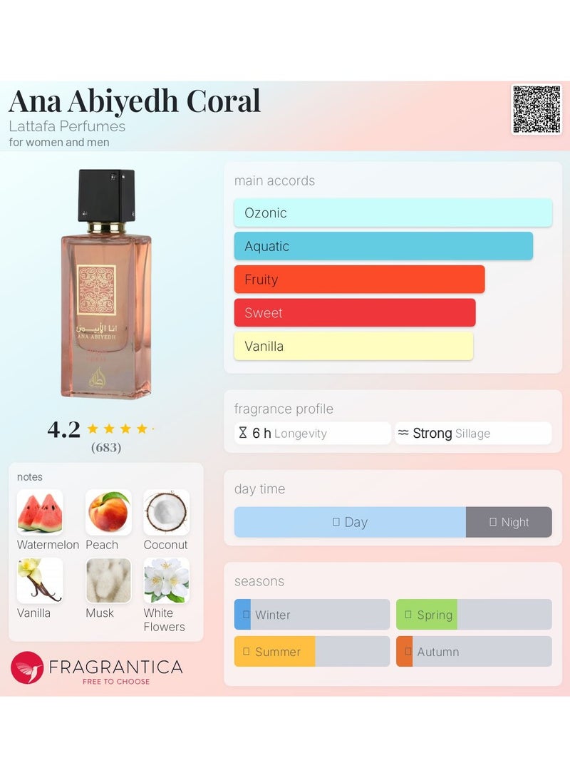 Lattafa Ana Abiyedh Coral Eau de Parfum Unisex - 60ML ‏ - Image 2