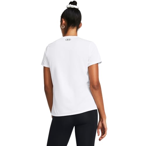 Under Armour Womens Tech Short Sleeve V Neck 100 White Black Medium - Image 3