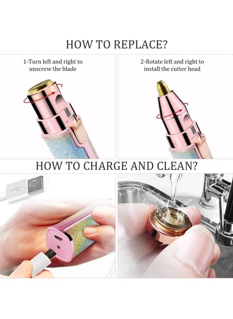 2 in 1 Eyebrow Trimmer & Facial Hair Remover for Women, Rechargeable Eyebrow Razor and Painless Hair Removal - Image 5
