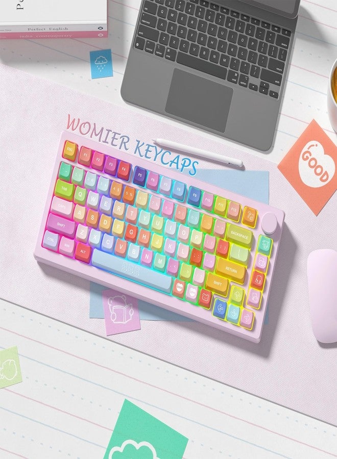 وومير أغطية مفاتيح لوحة مفاتيح Womier بنسبة 60 و65 و75 و100%، غطاء مفتاح MOA Profile Cat Cute Keycap PBT بتقنية التسامي الحراري، مجموعة أغطية مفاتيح بألوان قوس قزح للوحات المفاتيح الميكانيكية Cherry MX وKailh وOutemu وGateron (ملون) - Image 5