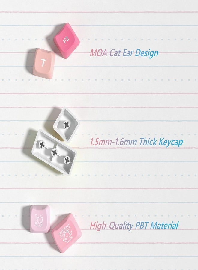 وومير أغطية مفاتيح لوحة مفاتيح Womier بنسبة 60 و65 و75 و100%، غطاء مفتاح MOA Profile Cat Cute Keycap PBT بتقنية التسامي الحراري، مجموعة أغطية مفاتيح بألوان قوس قزح للوحات المفاتيح الميكانيكية Cherry MX وKailh وOutemu وGateron (ملون) - Image 4