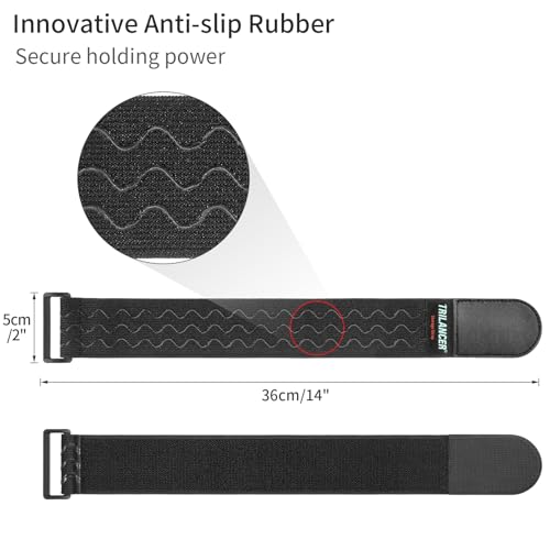 Trilancer Elastic Cinch Straps with Anti-Slip Strips, 14 "x 2" (6 Pack) Multipurpose Hook and Loop Bundling Straps for Hose, Cords, Bike, Luggage, Camping, Yoga Mats - Image 2