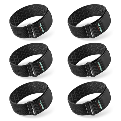 Trilancer Elastic Cinch Straps with Anti-Slip Strips, 14 "x 2" (6 Pack) Multipurpose Hook and Loop Bundling Straps for Hose, Cords, Bike, Luggage, Camping, Yoga Mats - Image 1
