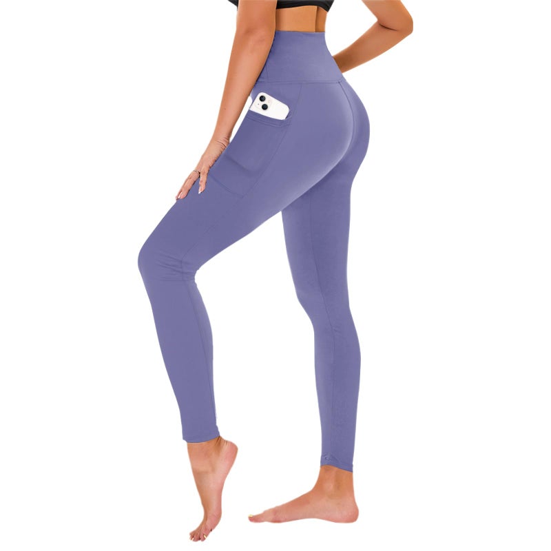 TNNZEET High Waisted Leggings for Women - No See Through Tummy Control Cycling Workout Yoga Pants with Pockets Reg & Plus Blue-Purple - Image 1