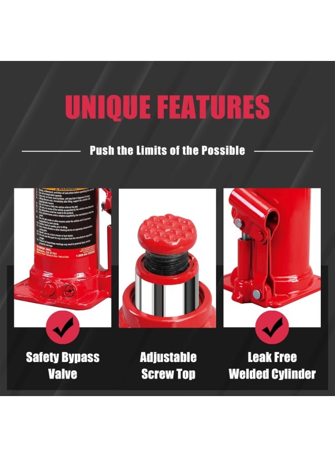 BIG RED BIG RED T90403B Torin Hydraulic Welded Bottle Jack, 4 Ton (8,000 lb) Capacity, Red - Image 3
