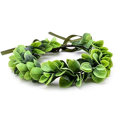 Floral Fall Christmas Flower Crown Vintage Nature Berries Festival Woodland Wedding Headband HD-02 (Green Leaf) - Image 1