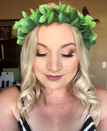 Floral Fall Christmas Flower Crown Vintage Nature Berries Festival Woodland Wedding Headband HD-02 (Green Leaf) - Image 4