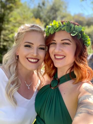 Floral Fall Christmas Flower Crown Vintage Nature Berries Festival Woodland Wedding Headband HD-02 (Green Leaf) - Image 5
