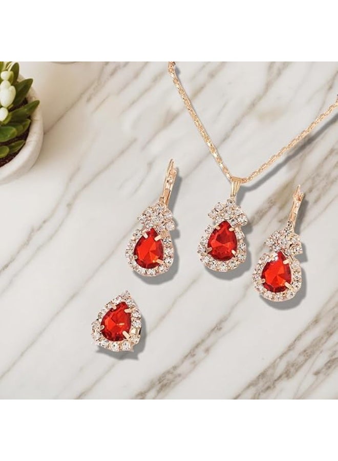 Ladies Gifts  Bridal Necklace Earrings Ring Set  Wedding Jewelry Set  Necklace  for Women - Image 3