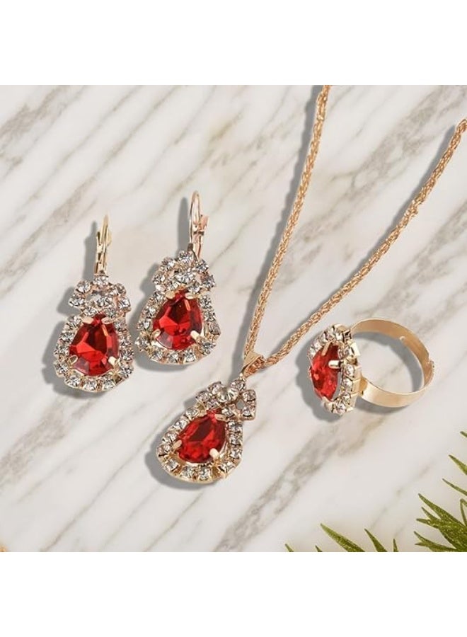 Ladies Gifts  Bridal Necklace Earrings Ring Set  Wedding Jewelry Set  Necklace  for Women - Image 1