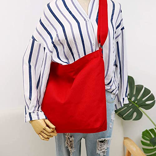 Lify Women's Retro Large Size Canvas Shoulder Bag Hobo Crossbody Handbag Casual Tote - 1 Piece (Red) - Image 4