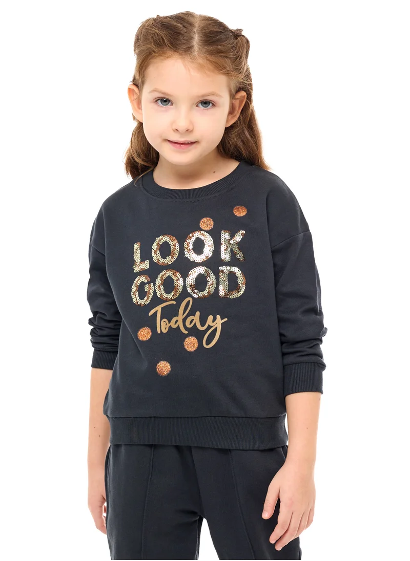 victor and jane Glitter Print Sweat Top with Joggers