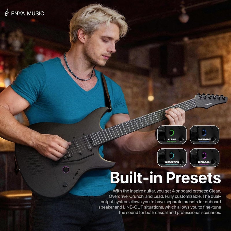 Enya Inspire 39" Electric Guitar - Smart Carbon Fibre with 15W Speaker and 20 Sound Options - Image 3