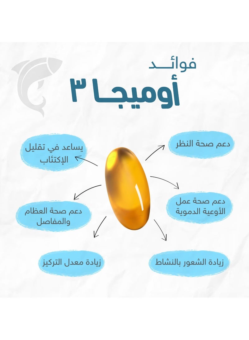 هوليستا أوميغا 3 عالي الفعالية - 1425 ملجم زيت سمك - 80 كبسولة هلامية - Image 3