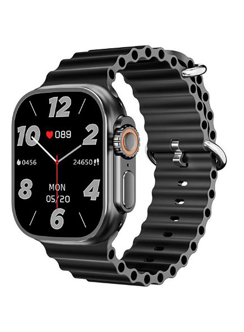 الذاكرة السريعة ساعة ذكية  7 في 1 لحساب السعرات الحرارية و استقبال الرسائل و المكالمات و تدعم اللغة العربية مقاس 49 مم 7 اساور- أسود - Image 5