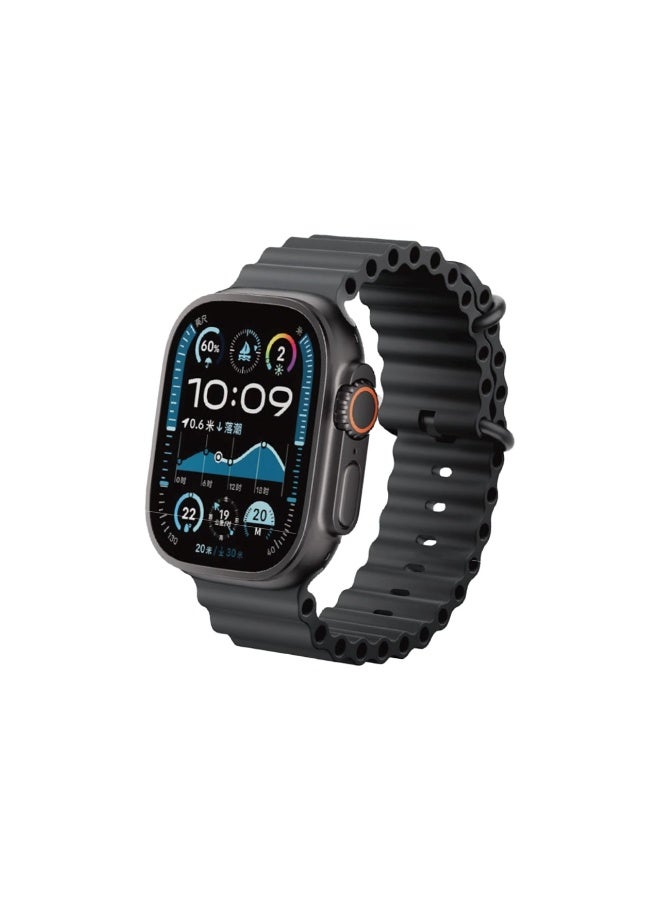 الذاكرة السريعة ساعة ذكية  7 في 1 لحساب السعرات الحرارية و استقبال الرسائل و المكالمات و تدعم اللغة العربية مقاس 49 مم 7 اساور- أسود - Image 4