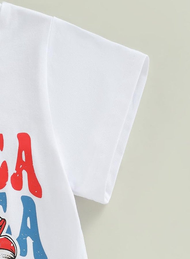 Pudcoco Kids Toddler Girls 4th of July T-Shirt Short Sleeve Patriotic Coquette Bow American Flag Independence Day Top (White Bowknot, 1-2 Years) - Image 4