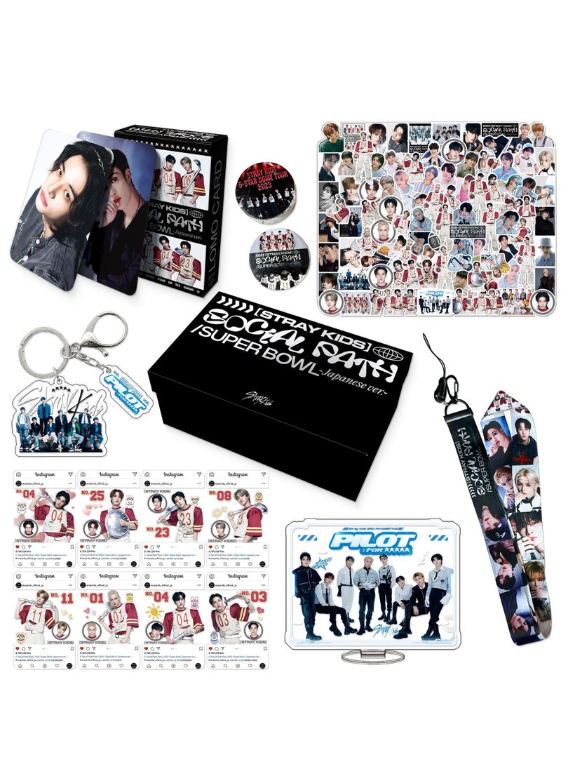 EHOME Stray Kids New Album Gift Box With Lomo Cards, Acrylic Stand, Hand Account Tape, Keychain, Lanyard, Stickers, Photo Card  - Image 1