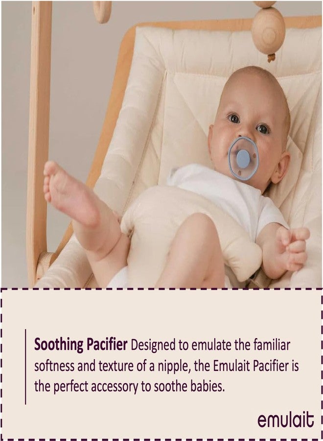 Emulait Baby Pacifier 2-Pack – Soft Silicone Newborn Pacifiers for Breastfed Babies, Orthodontic Shape, 0–6 Months, Blue - Image 4