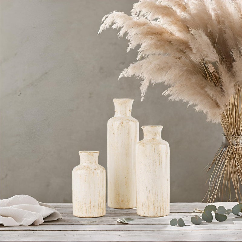 Creative Scents Rustic Luxe Vase Set - Vases for Decor, Perfect for Holding Pampas Grass, Dried/Fresh Flowers, Vases for Your Kitchen, Bedroom, Office, Living Room, Bathroom, or Shelf Decor - Image 2