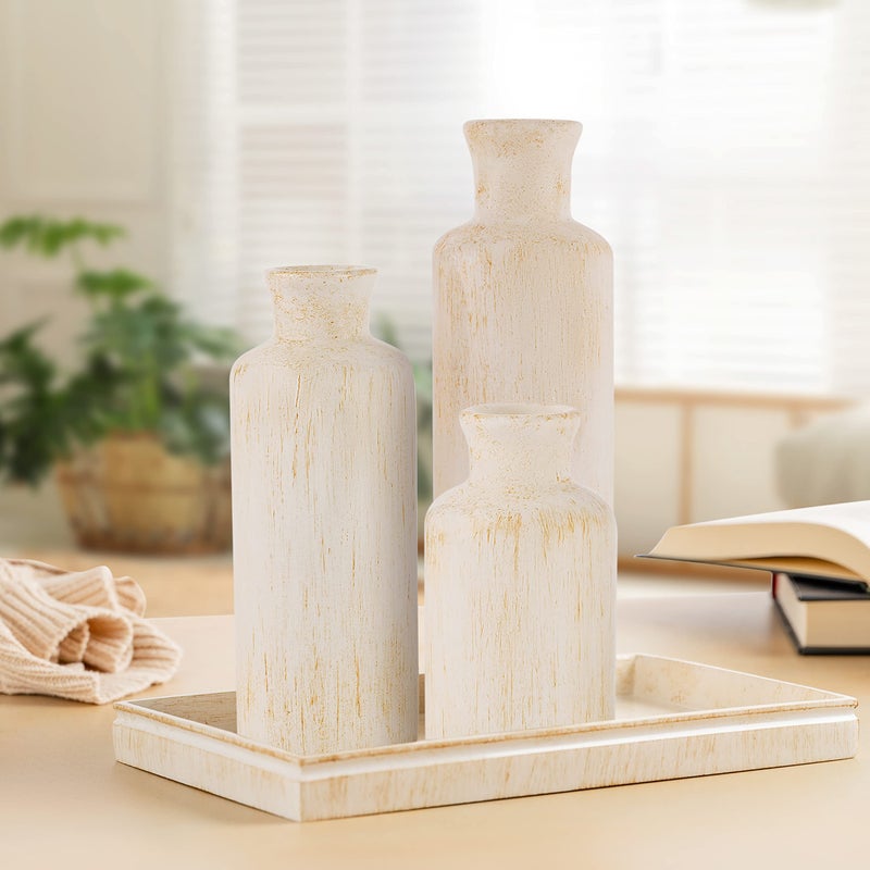 Creative Scents Rustic Luxe Vase Set - Vases for Decor, Perfect for Holding Pampas Grass, Dried/Fresh Flowers, Vases for Your Kitchen, Bedroom, Office, Living Room, Bathroom, or Shelf Decor - Image 5