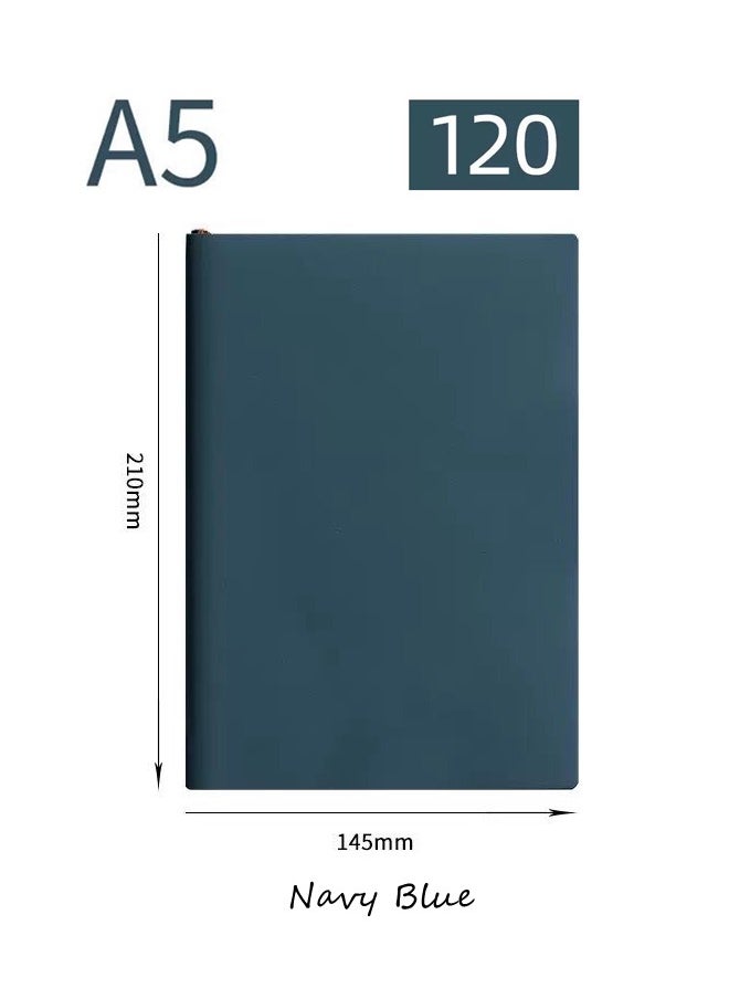 WooFree 2 Pack A5 Soft Leather Notebook 120 Pages per Pack Grey and Navy Blue  - Image 3