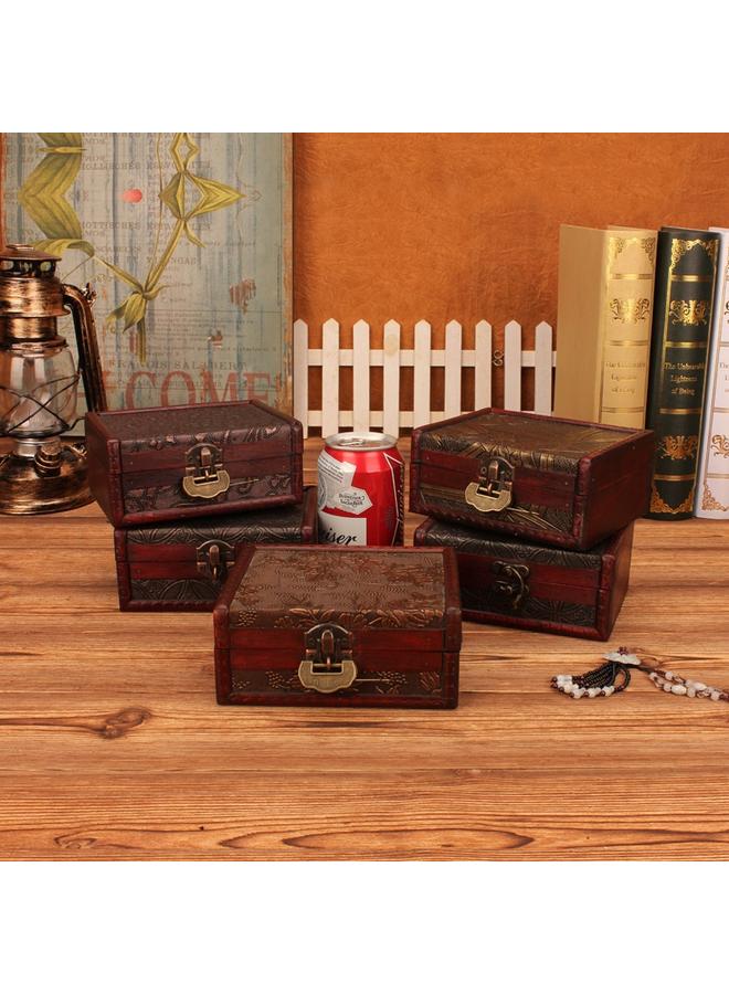 الأزرق جي دبليو صندوق مجوهرات صيني صندوق تخزين خشبي قديم مصنوع يدويًا - Image 5