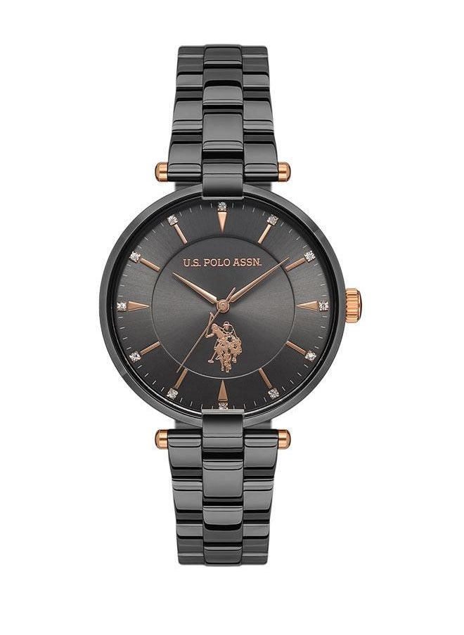 U.S. Polo Assn. U.S. Polo Assn. Stile 35mm Ladies' Gun Metal Black Dial Watch with Gun Metal Stainless Steel Band - USPA2048-05, Bold & Functional Design  - Image 1