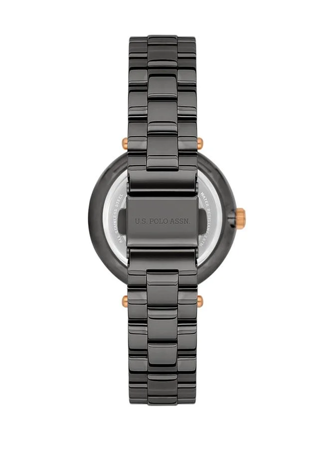 يو اس بولو اسن Stile 35mm Women's Watch with Black Dial & Stainless Steel Bracelet