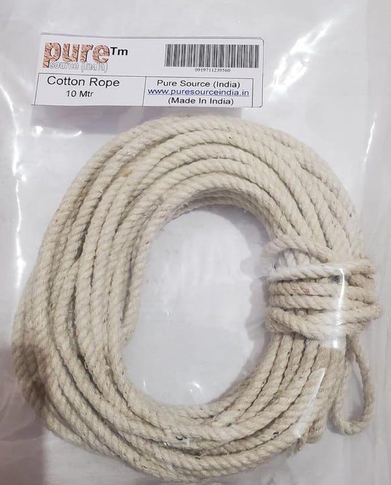 Pure Source India Cloth Line Cotton Rope Braided for Drying Clothes 10 Mtr Natural White - Image 5