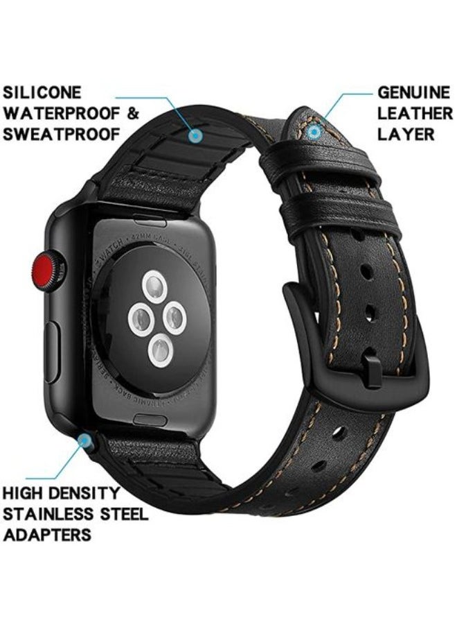 Generic - Comfortable Choice Apple Watch Band 49mm Vintage Sport Mixed Material Sweat Resistant Leather Band With Metal Buckle For IWatch Series 8 Ultra - Image 1