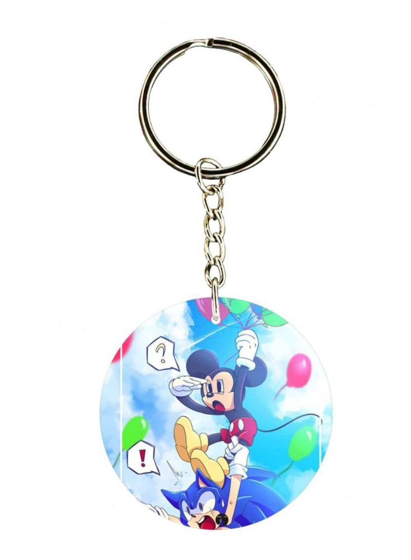 Sonic And Mickey Double Side Printed Keychain