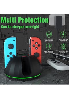 GUDOO قاعدة شحن لجهاز تحكم نينتندو سويتش جوي كون 4 في 1 مع مؤشر LED وكابل الشاحن  - Image 3