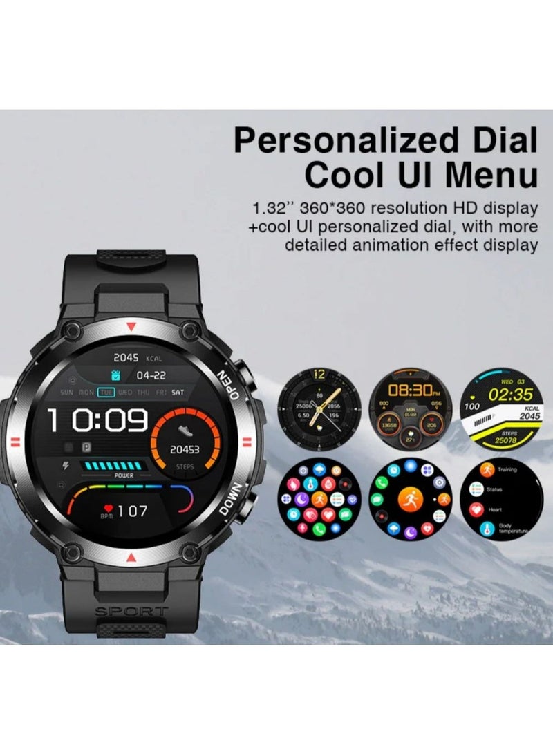 Aolon Tetra R2 Smartwatch – Military-Style Fitness Watch with Multi-Language Support & Rugged Design - Image 4