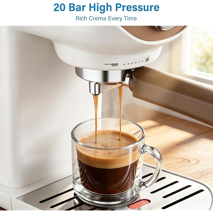 XIXUBX Espresso Machine, Compact Espresso Maker with Milk Frother | 20-Bar Pump, PID Control, Low Vibration Coffee Maker, for Small Kitchen, Home, Brews Latte, Cappuccino - Image 2