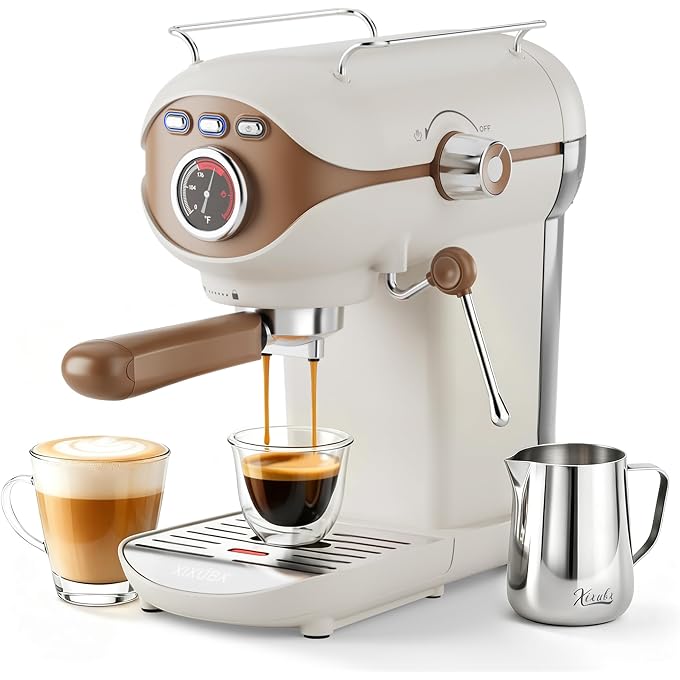 XIXUBX Espresso Machine, Compact Espresso Maker with Milk Frother | 20-Bar Pump, PID Control, Low Vibration Coffee Maker, for Small Kitchen, Home, Brews Latte, Cappuccino - Image 1