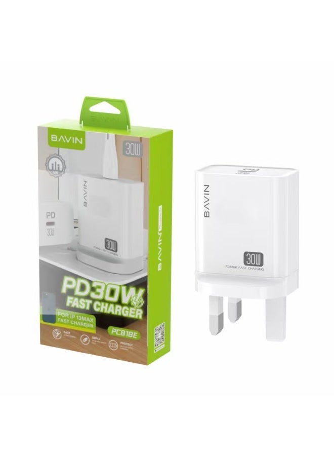 BAVIN PD30W Fast Charging Compatibility Apple iPhone WHITE - Image 1