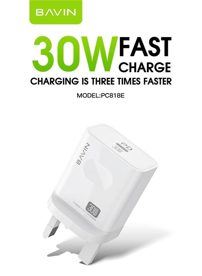 BAVIN PD30W Fast Charging Compatibility Apple iPhone WHITE - Image 2
