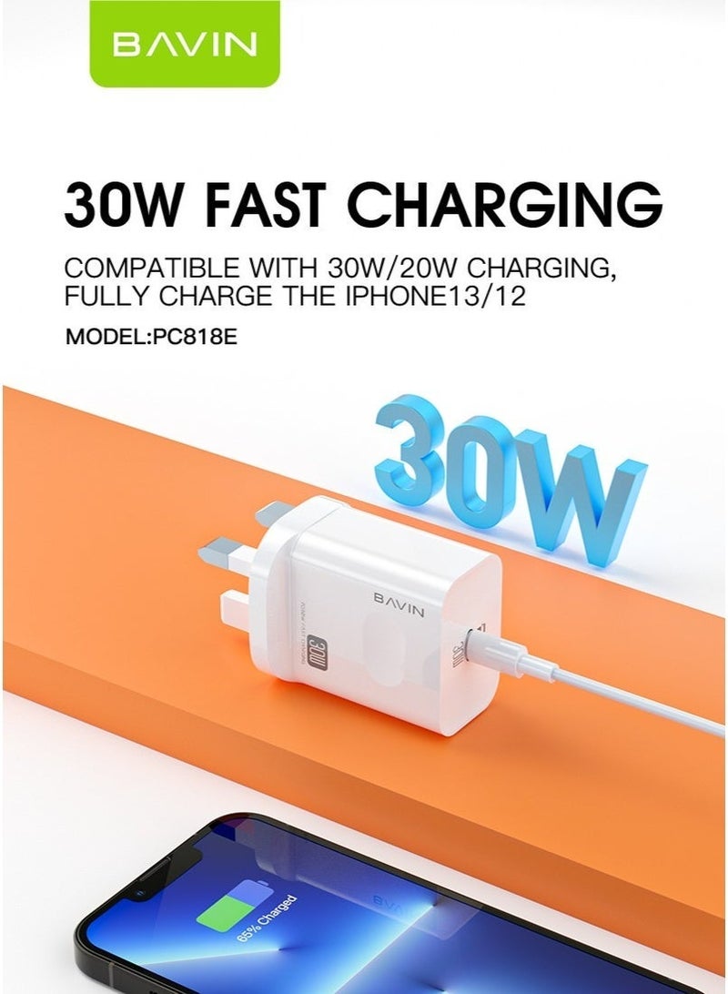BAVIN PD30W Fast Charging Compatibility Apple iPhone WHITE - Image 5