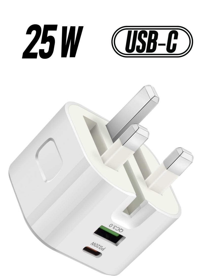 Jmary JMARY 25W USB-C Dual Port Charger, Foldable Plug Wall Charger, Infino Travel Adapter, PD TYPE C+USB Quick Charge 3.0 - compatible with iPhone 12/13/14, Samsung, Huawei, iPad, Google Pixel - Image 1