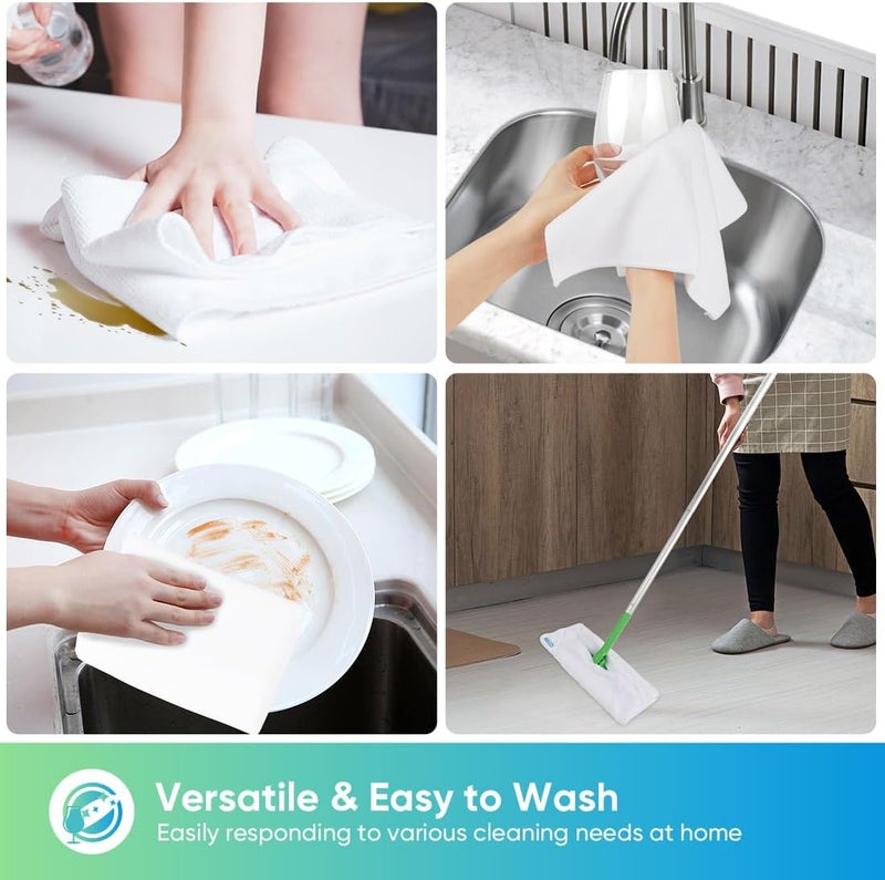 HOMEXCEL White Microfiber Cleaning Cloth, 12 Pack Premium Microfiber Towels for Cars, Lint Free, Scratch-Free, Highly Absorbent, Reusable Cleaning Rags for Car, Household, Kitchen, 11.5"X11.5" - Image 5