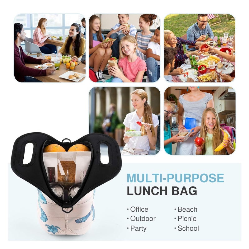 JOYHILL Neoprene, Blue Turtle Bags for Women Kids Girls Men Teen Boys, Insulated Waterproof Lunch Tote Box for Work School Travel and Picnic - Image 5