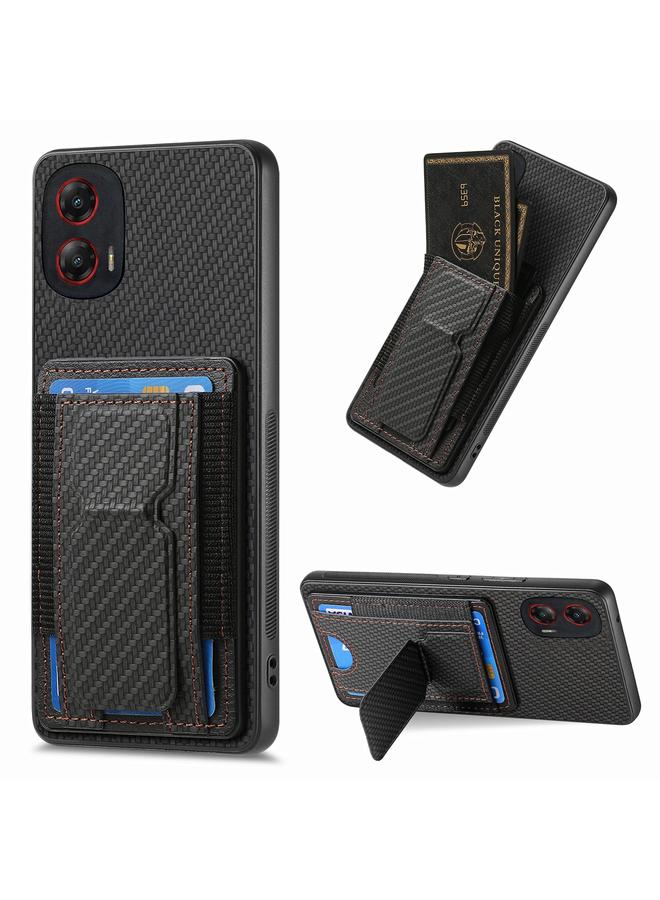 S-TOP Case For Motorola Moto G Stylus 5G 2024 Carbon Fiber Fold Stand Elastic Card Bag Phone Case - Image 1