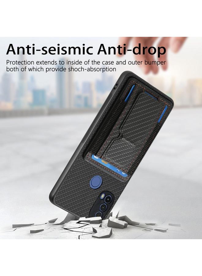S-TOP Case For Motorola Moto G Stylus 5G 2024 Carbon Fiber Fold Stand Elastic Card Bag Phone Case - Image 3