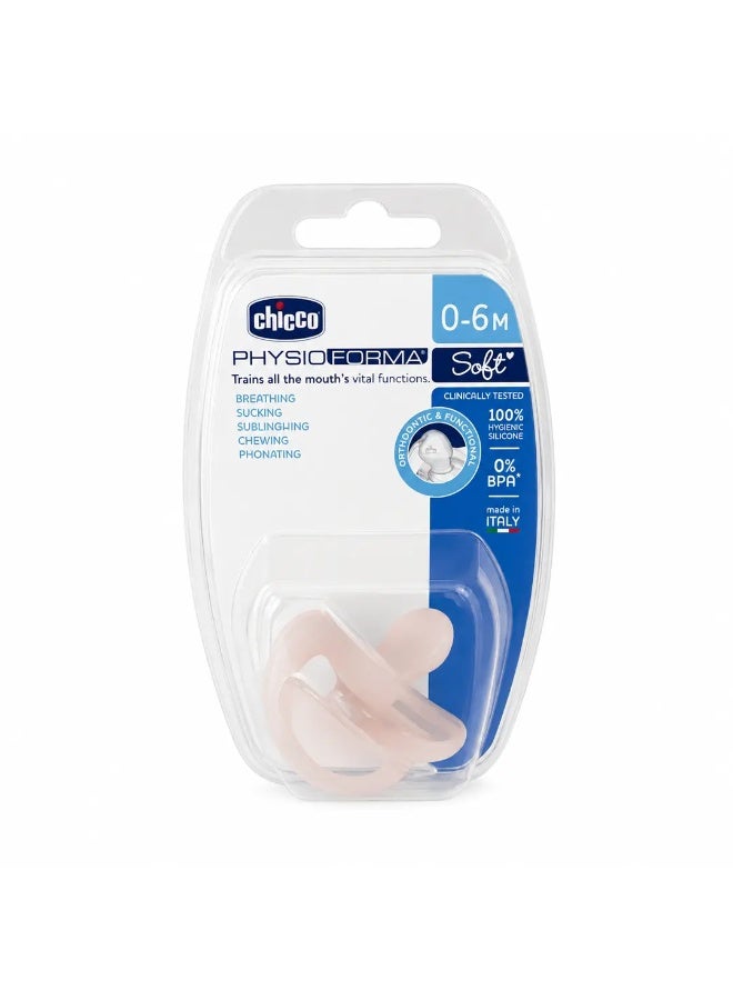 Chicco PhysioForma Soft Silicone Pacifier 0-6m Pink - Image 1
