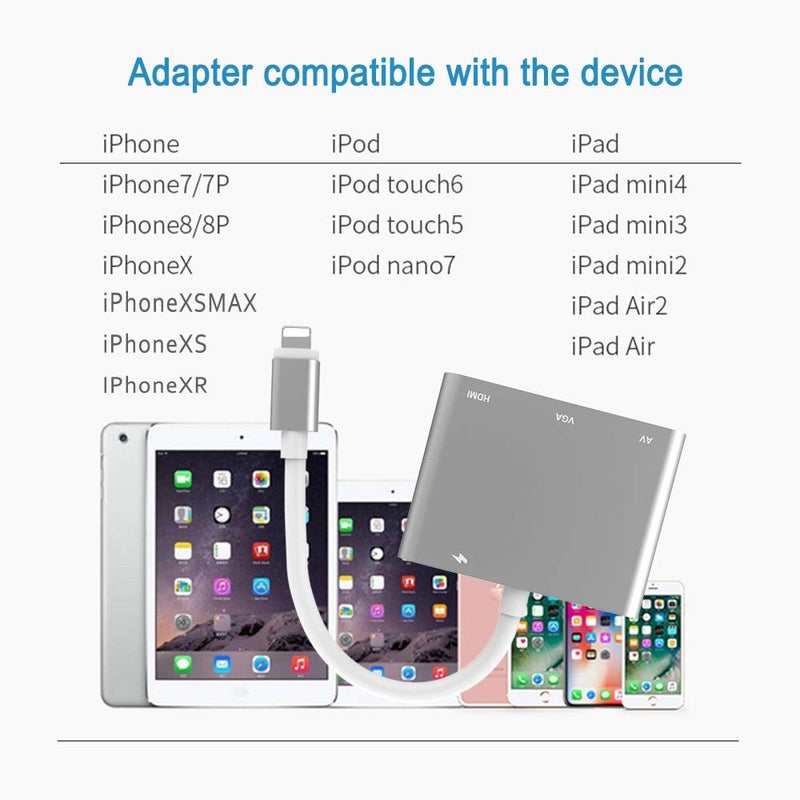 Microware Microware HDTV OTG Cable to HDMI VGA AV Audio Vidio Adapter for iPhone X 8 7 6Plus for iPad Air/Mini/Pro - Image 5