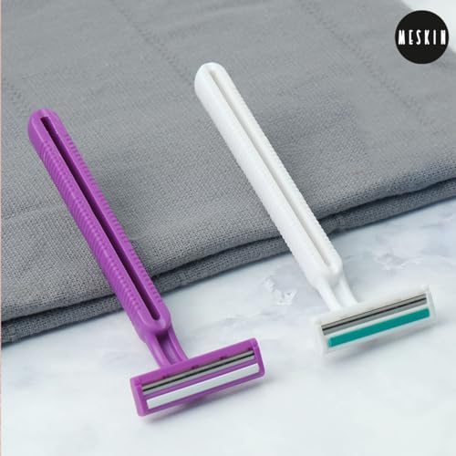 MESKIN 10Pcs Reusable Body Razor with Aloe Vera Lube Strip Pain-free Body Hair Removing Tool Stainless Steel Blade with Anti-Slip Handle for smooth Glide Full Body Razor White (Pack of 10) - Image 5