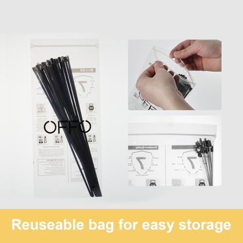 OFFO Black Metal Zip Ties 95 PCS 118 in Ties Premium Heavy Duty Stainless Steel Wire Multifunctional Locking Exhaust Wrap Flexible Durable - Image 3