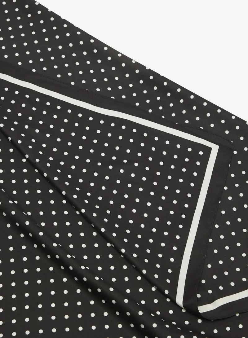 Ginger Black Silk Polka Dot Printed Summer Scarf for Women | Best Price UAE
